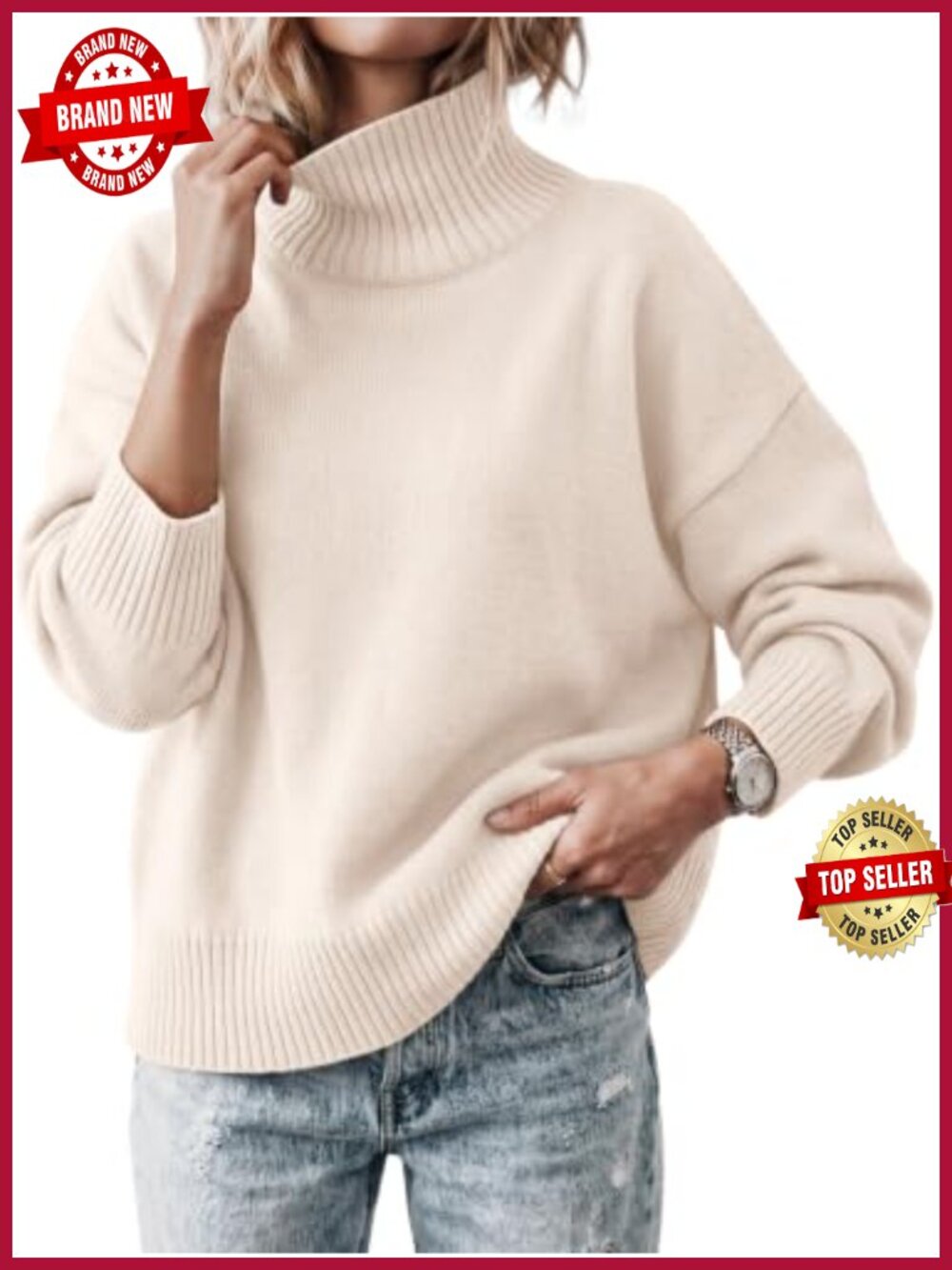 Oversized Turtleneck Pullover Sweater Soft Knit Fall Winter